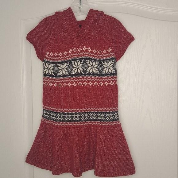 Maggie & Zoe Red Sparkle Snowflake Sweater Dress - Picture 1 of 5